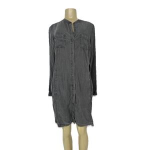 Prana Women Medium Gray Aliki Long Sleeve Button-Down Drape Shirt Dress 27-2